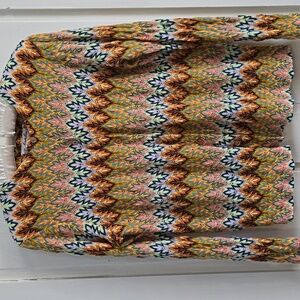 Vintage 60s Chevron Flame Knit Acrylic Fibre Cardigan Made in Japan Multi Color